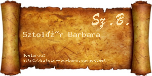 Sztolár Barbara névjegykártya